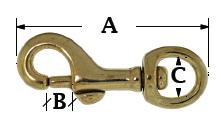 Item # 5055 B 3/8, Snap Hook - Small Swivel Eye - Solid Brass - 5055B On  Zoron Manufacturing, Inc.